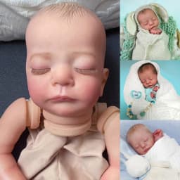 19inch Kai Sleeping Reborn Doll Kit Lifelike Soft Touch Multiple Layers Painting Doll Parts Visible Veins Hand Painted Hair
