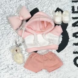 High Energy 3 0 Labubu Clothes Outfit Pink White Colorblock Hoodie Pants Set for 1st 2nd 3rd Gen Vinyl Doll Streetwear Fashion