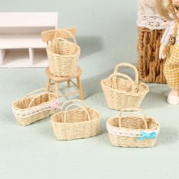 1Pcs Mini 1/12 Cute Dollhouse Rattan Frame Hand-woven Vegetable Food Storage Basket Dolls Miniature Decoration