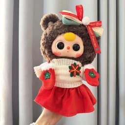 For 38cm Labubu Mokoko Doll Holiday Christmas Dress Cute Style Sweater Cute Girl Outfit Clothing Set Labubu Clothes Gift No Doll