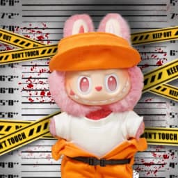 Labubu Clothes Halloween Prison Costume Orange Jumpsuit Mask Handcuffs Vinyl Figure Hanging Keychain Trendy Changeable Outfit