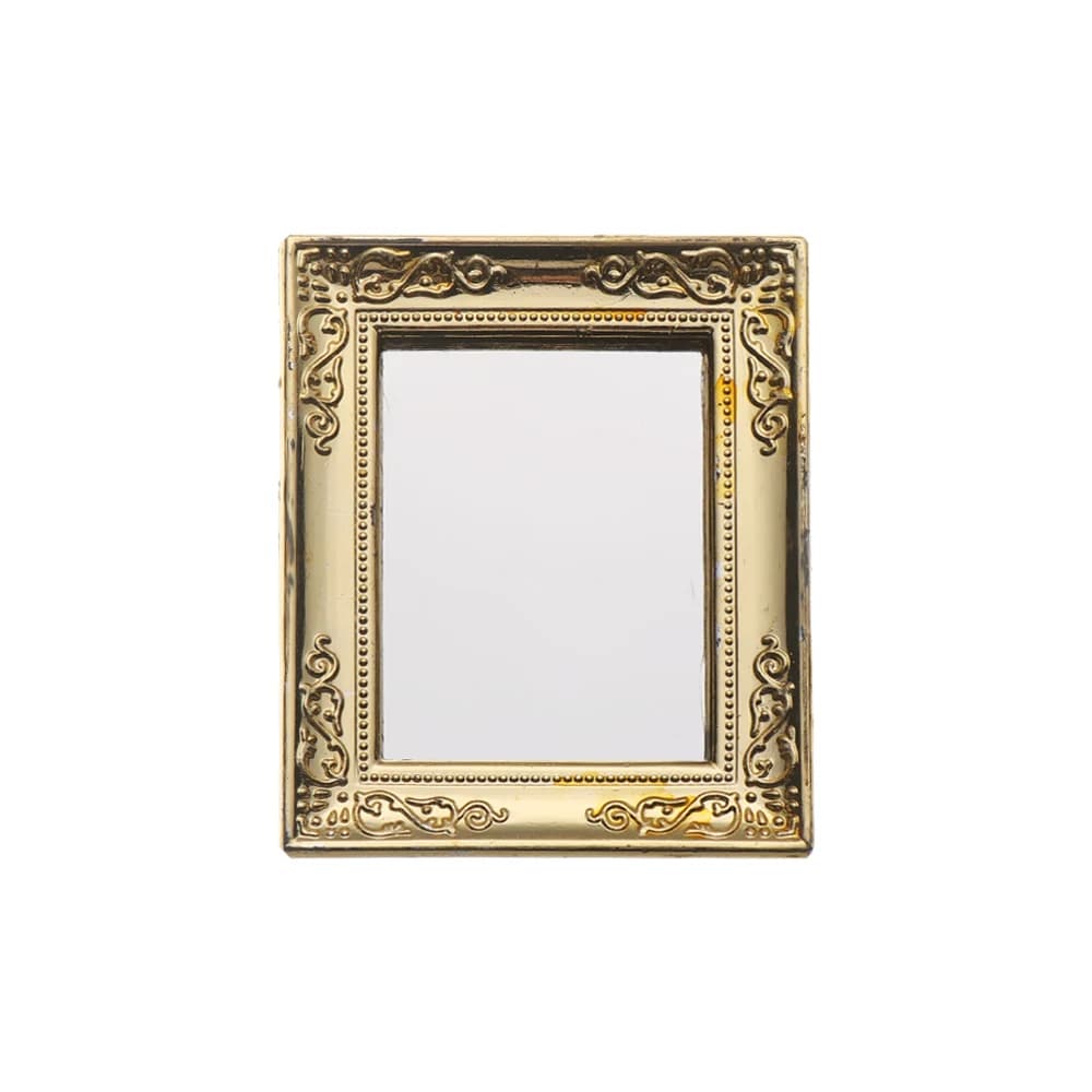 Style Vintage Bathroom Furniture Dollhouse Ornament Mini Gloden Frames Accessories Miniature Retro Mirror 1:12 Scale