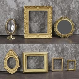 Style Vintage Bathroom Furniture Dollhouse Ornament Mini Gloden Frames Accessories Miniature Retro Mirror 1:12 Scale