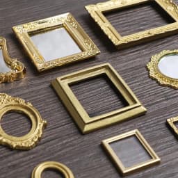 Style Vintage Bathroom Furniture Dollhouse Ornament Mini Gloden Frames Accessories Miniature Retro Mirror 1:12 Scale