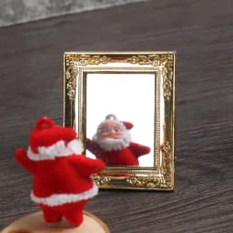 Style Vintage Bathroom Furniture Dollhouse Ornament Mini Gloden Frames Accessories Miniature Retro Mirror 1:12 Scale