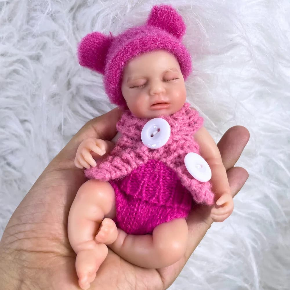 15CM Can Open Mouth Silicone Reborn Doll LouLou Squishy Elastic Silicone Washable Body Palm Doll Toy Christmas Gift