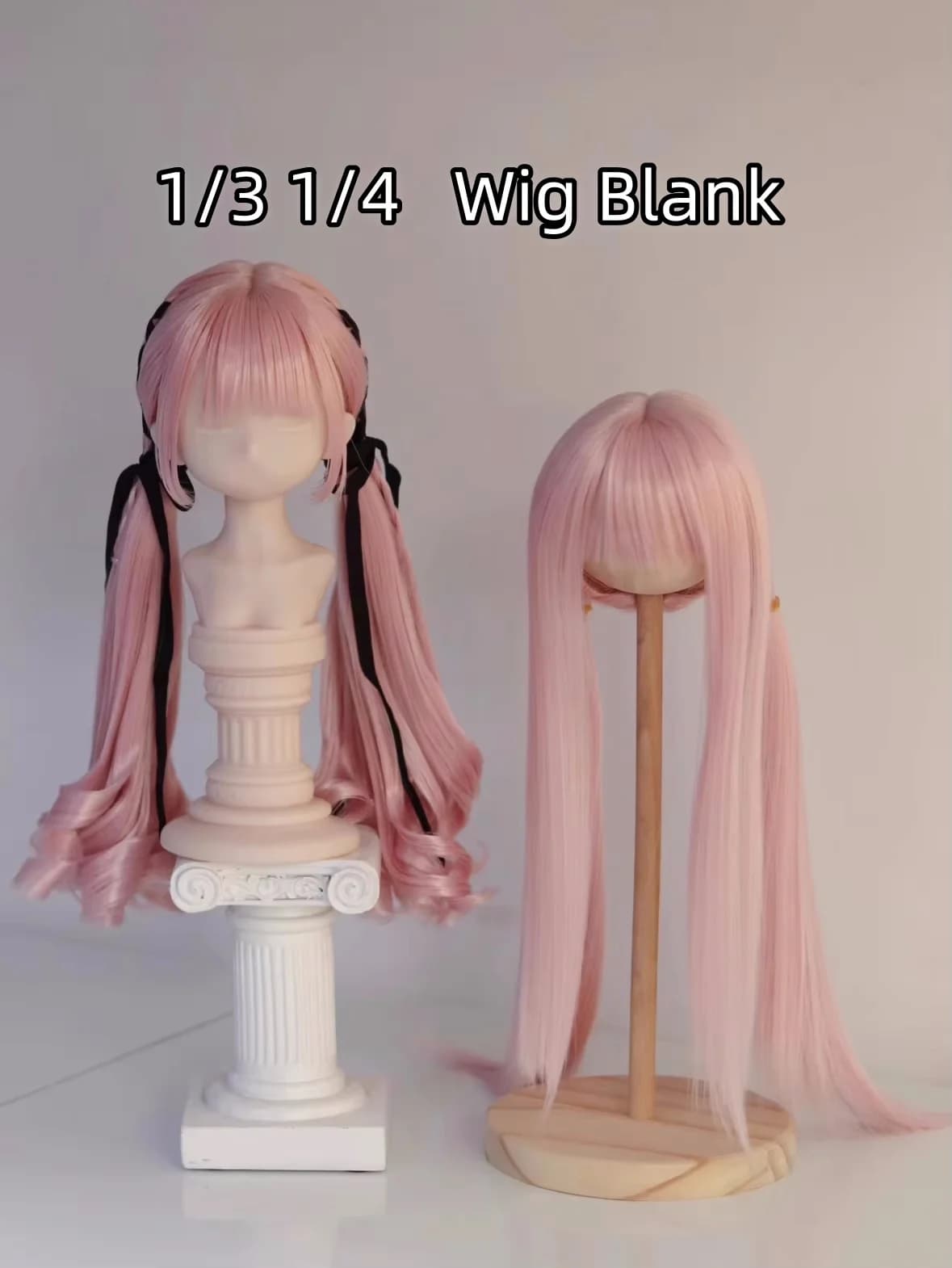 Double Ponytail Hair Wig Blank 1/3 1/4 In Stock BJD Long Straight Beautiful Girls High Temperature Silk Blue Doll Accessories