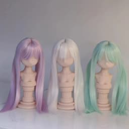 Double Ponytail Hair Wig Blank 1/3 1/4 In Stock BJD Long Straight Beautiful Girls High Temperature Silk Blue Doll Accessories