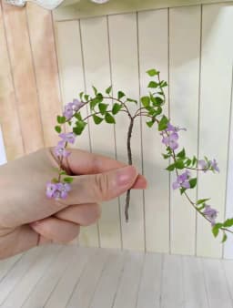 Handmade Clay Vine Plants Collection: Wisteria, Ivy & Rose Vine Miniatures with Lotus & Chrysanthemum for 1:6 Dollhouse Garden