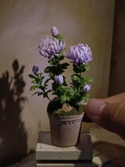 Handmade Clay Vine Plants Collection: Wisteria, Ivy & Rose Vine Miniatures with Lotus & Chrysanthemum for 1:6 Dollhouse Garden
