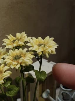 Handmade Clay Vine Plants Collection: Wisteria, Ivy & Rose Vine Miniatures with Lotus & Chrysanthemum for 1:6 Dollhouse Garden