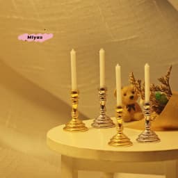 1Pair Dollhouse Miniature Candle Holder 1/12 Mini Candlestick Candelabra Model Home Decor Toy Doll House Accessories