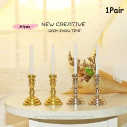 1Pair Dollhouse Miniature Candle Holder 1/12 Mini Candlestick Candelabra Model Home Decor Toy Doll House Accessories