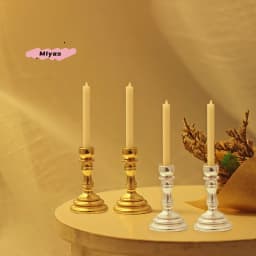1Pair Dollhouse Miniature Candle Holder 1/12 Mini Candlestick Candelabra Model Home Decor Toy Doll House Accessories