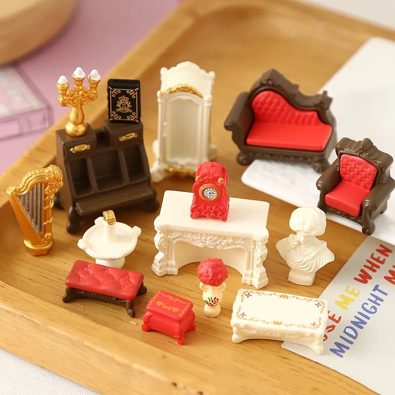 1/12 Dollhouse Simulation Mini Furniture Model Dollhouse Living Room Scene Decoration Dolls House Ornament Pretend Play Toys