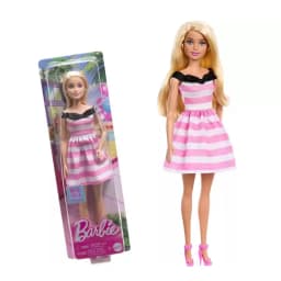Genuine Barbie Doll Fashionistas Blond Hair Pink Dress Bracelet Silvery Necklace Toys for Girls Dolls Accessories Birthday Gift