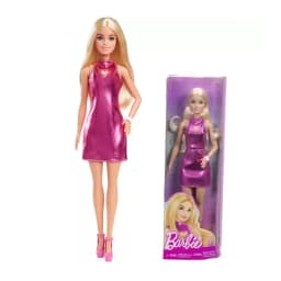 Genuine Barbie Doll Fashionistas Blond Hair Pink Dress Bracelet Silvery Necklace Toys for Girls Dolls Accessories Birthday Gift