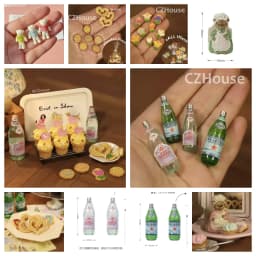 1/6 Scale Miniature Dessert Collection: Heart Cake, Churros, Smile Cookies Soda Bottle & Tiny Bear for BJD Dollhouse Party Scene