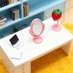 1Pcs Miniature Retro Mirror Dressing Table Scene Model 1:12 Scale Dollhouse Ornament Vintage Bathroom Furniture Doll Accessories