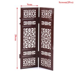 Dollhouse Miniature Folding Screen Flute Lute Guzheng Fan Life Scene Ornament