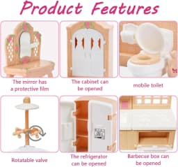 Miniature Dollhouse Furniture Kitchen Living Room Bedroom Bathroom Doll House Furniture Pretend Play Dollhouse Miniatures
