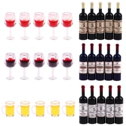5Pcs/set Dollhouse Miniature Wine Cup Beer Mug Wine Bottle Model 1:12 Mini Furniture House Decor Toy-Toy