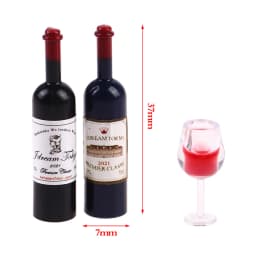 5Pcs/set Dollhouse Miniature Wine Cup Beer Mug Wine Bottle Model 1:12 Mini Furniture House Decor Toy-Toy