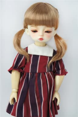 JD589  OB11 1/8  1/6   1/4  Twins  top braids pony  doll wigs   5-6inch  6-7inch  7-8inch Synthetic mohair Fashion BJD hair