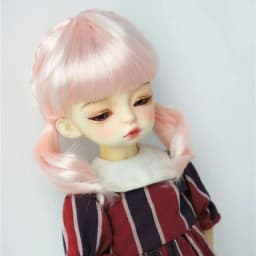 JD589  OB11 1/8  1/6   1/4  Twins  top braids pony  doll wigs   5-6inch  6-7inch  7-8inch Synthetic mohair Fashion BJD hair