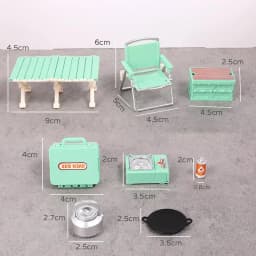 Dollhouse Miniature Camping Picnic Set Folding Chair Gas Stoves Model Decor Toy Doll House Accessories