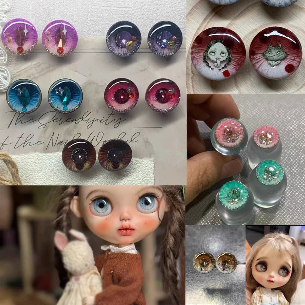 Blythe Eyes Chips Pupil Eye Pattern Thin Eye Chips Suitable for Blythe Doll Handmade Doll Accessories Toy Gifts Shiny Eye Piece