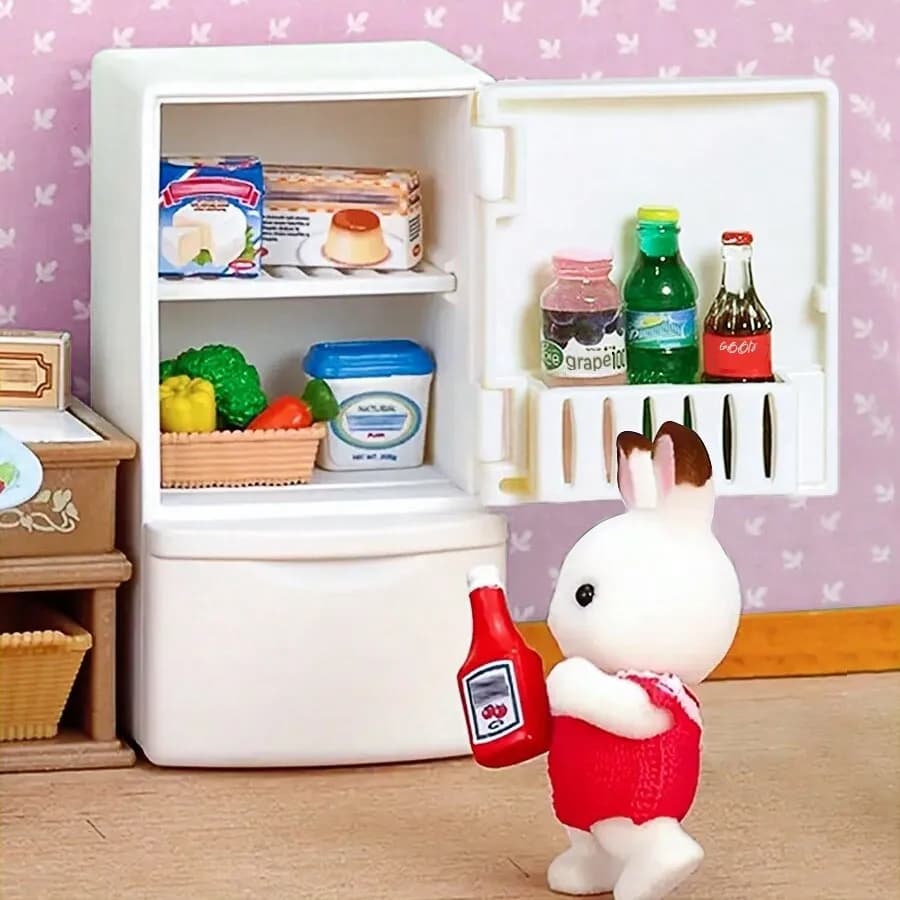 1 Piece Dollhouse Furniture Miniature Refrigerator: Upper and Lower Layer Single Door Fridge Model, 1/12 Scale Mini fridge