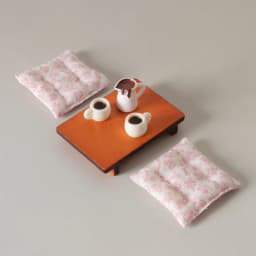 1:12 Miniature Dollhouse Living RoomSet,Tiny LowTable & Floral Cushions, Japanese Tatami Style Diorama Props for Pretend Play