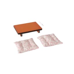 1:12 Miniature Dollhouse Living RoomSet,Tiny LowTable & Floral Cushions, Japanese Tatami Style Diorama Props for Pretend Play