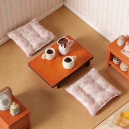 1:12 Miniature Dollhouse Living RoomSet,Tiny LowTable & Floral Cushions, Japanese Tatami Style Diorama Props for Pretend Play