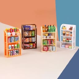 VP 1PC new 1:12 Dollhouse Miniature Supermarket Shelf Display Stand Storage Rack Scene Decor Toy Doll House Accessories
