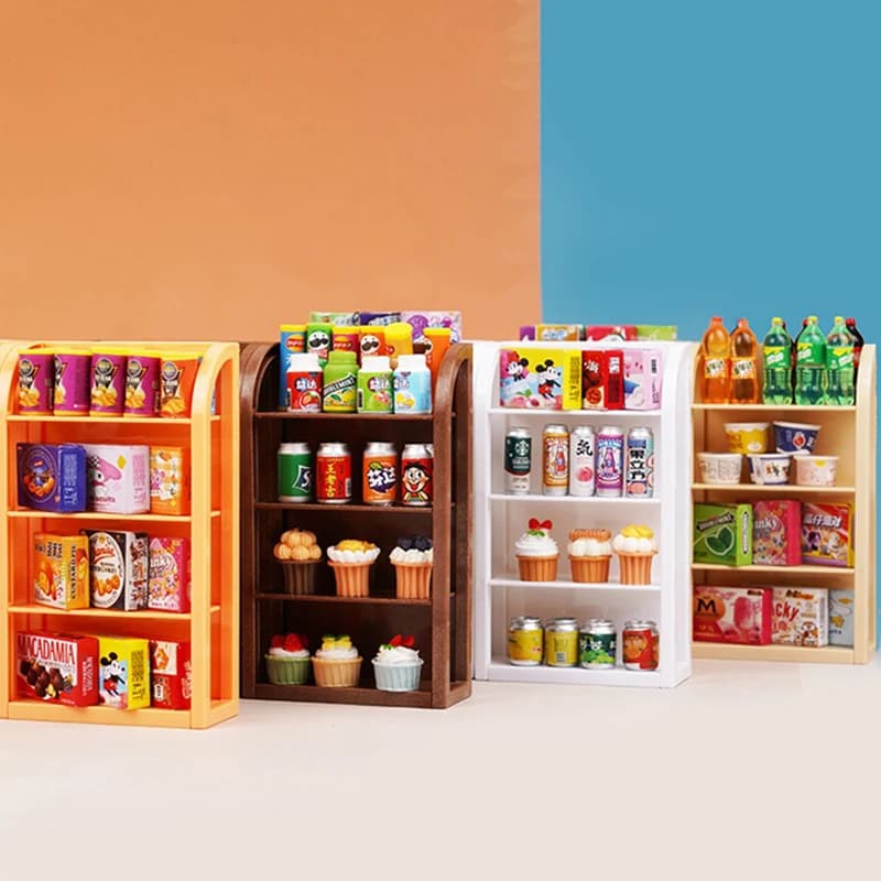 VP 1PC new 1:12 Dollhouse Miniature Supermarket Shelf Display Stand Storage Rack Scene Decor Toy Doll House Accessories