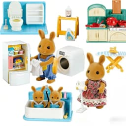 Forest Animal Family Dollhouse Furniture 1/12 Miniature Toys Girl Dolls Accessories Bedroom Bathroom Dollhouse Kit For Dolls