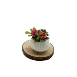 1Pcs Doll House Living Room Scene Decoration Mini Rose Plant Potted Plants Model Miniature Landscape Handicrafts