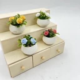 1Pcs Doll House Living Room Scene Decoration Mini Rose Plant Potted Plants Model Miniature Landscape Handicrafts