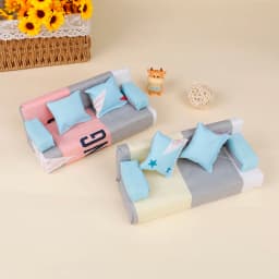 New 1Set Random Small Floral Fabric Sofa With 2 Pillow Furniture Set Dollhouse Accessories.