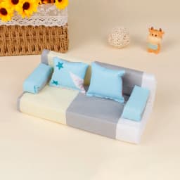 New 1Set Random Small Floral Fabric Sofa With 2 Pillow Furniture Set Dollhouse Accessories.