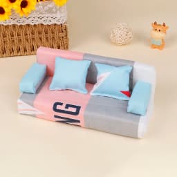 New 1Set Random Small Floral Fabric Sofa With 2 Pillow Furniture Set Dollhouse Accessories.