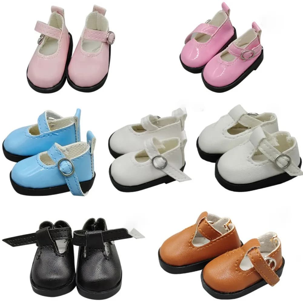 Mini Flat Bottomed Toy Shoes Bottomed Glossy 4.7cm X 2.5cm Leather Shoes Leather DIY Doll Shoes 1/6 Point Doll