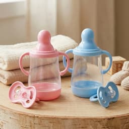 2 Styles Pink&Blue Cuddly Mini Bottle & Pacifier for Silicone Bebe Reborn Dolls High Quality Set Perfect For Doll Gifts