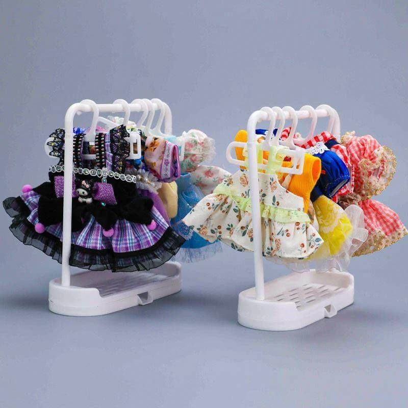Suit 10-20cm Cotton Doll BJD Doll Outfit Clothes Hanger For Labubu Doll Clothing Hanger Support Rack Set Dollhouse Accessories