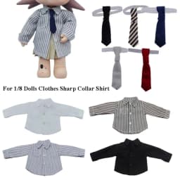 For 1/8 Dolls Clothes Sharp Collar Shirt 2026 New Stripe Shirt Cute Cartoon Doll Dress Up Tie Action Figure Trendy Doll Clothes