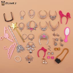 ▶20PCS Universal Earrings Bracelets Crown For 1/6 Doll Accessories Fashion Set Girl's Doll Jewelry DIY Decoration Toy