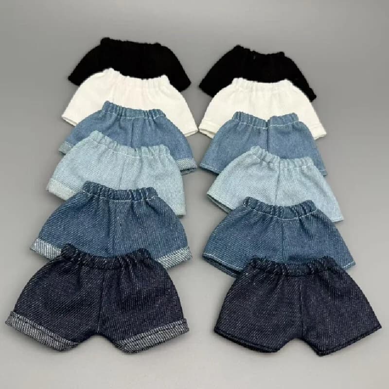 Only clothes, no dolls for 17cm labubu denim shorts 15cm figurine Labubu universal summer shorts Versatile and changeable pants