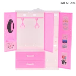 1Pcs ABS Three-door Pink Modern Wardrobe 1/12 1/6 Dollhouse Miniature For Dolls Furniture Clothes Accessories Toys